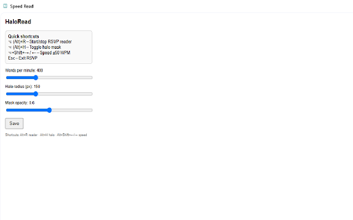 SpeedRead from Chrome web store to be run with OffiDocs Chromium online SpeedRead from Chrome web store to be run with OffiDocs Chromium online