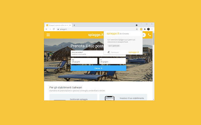 Spiagge.it Manager from Chrome web store to be run with OffiDocs Chromium online Spiagge.it Manager from Chrome web store to be run with OffiDocs Chromium online