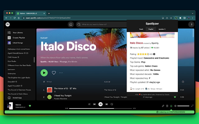 Spotilyzer from Chrome web store to be run with OffiDocs Chromium online Spotilyzer from Chrome web store to be run with OffiDocs Chromium online
