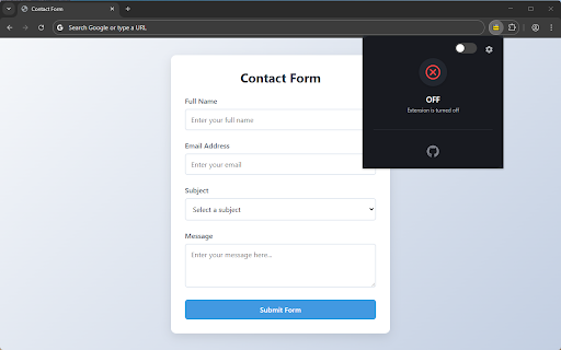 Submit Button Disabler from Chrome web store to be run with OffiDocs Chromium online Submit Button Disabler from Chrome web store to be run with OffiDocs Chromium online