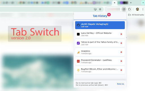 Tab Switch Extension from Chrome web store to be run with OffiDocs Chromium online Tab Switch Extension from Chrome web store to be run with OffiDocs Chromium online