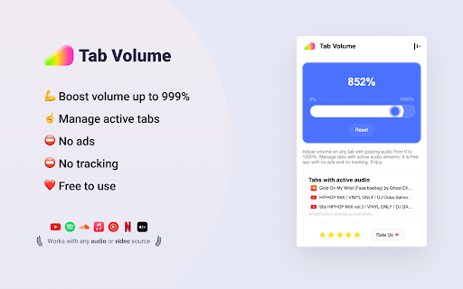 Tab Volume Booster from Chrome web store to be run with OffiDocs Chromium online Tab Volume Booster from Chrome web store to be run with OffiDocs Chromium online
