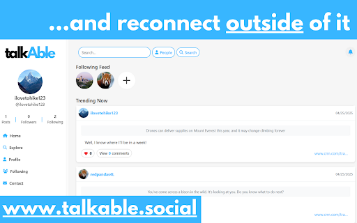 talkAble: The Social Web from Chrome web store to be run with OffiDocs Chromium online talkAble: The Social Web from Chrome web store to be run with OffiDocs Chromium online