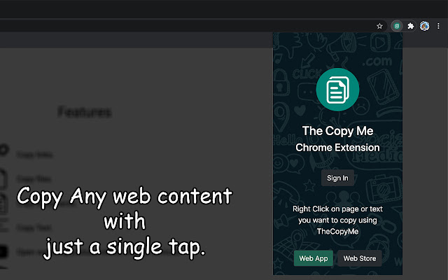 The Copy Me from Chrome web store to be run with OffiDocs Chromium online The Copy Me from Chrome web store to be run with OffiDocs Chromium online
