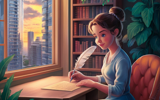 The feather pen and the young girl from Chrome web store to be run with OffiDocs Chromium online The feather pen and the young girl from Chrome web store to be run with OffiDocs Chromium online