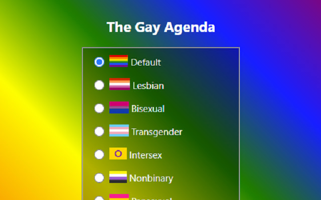 The Gay Agenda from Chrome web store to be run with OffiDocs Chromium online The Gay Agenda from Chrome web store to be run with OffiDocs Chromium online