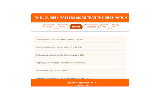 The Journey Matters More Destination from Chrome web store to be run with OffiDocs Chromium online The Journey Matters More Destination from Chrome web store to be run with OffiDocs Chromium online