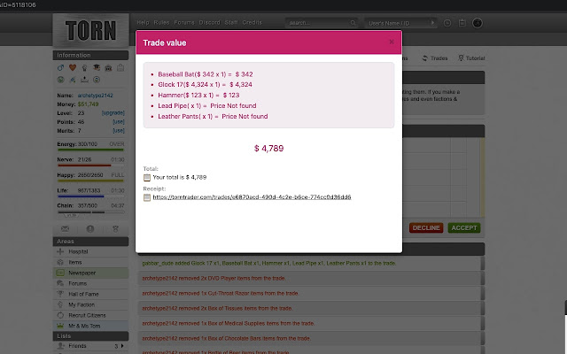 TornTrader | Trading made easy from Chrome web store to be run with OffiDocs Chromium online TornTrader | Trading made easy from Chrome web store to be run with OffiDocs Chromium online
