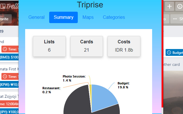 Triprise Trello from Chrome web store to be run with OffiDocs Chromium online Triprise Trello from Chrome web store to be run with OffiDocs Chromium online