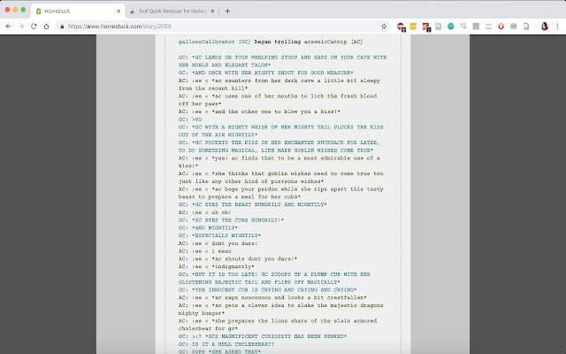 Troll Quirk Remover for Homestuck.com from Chrome web store to be run with OffiDocs Chromium online Troll Quirk Remover for Homestuck.com from Chrome web store to be run with OffiDocs Chromium online
