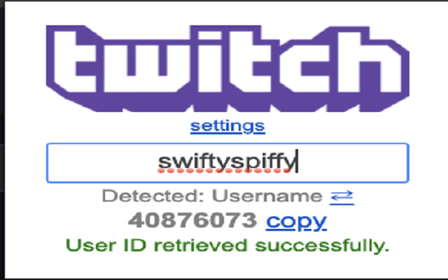 Twitch Username and User ID Translator from Chrome web store to be run with OffiDocs Chromium online Twitch Username and User ID Translator from Chrome web store to be run with OffiDocs Chromium online