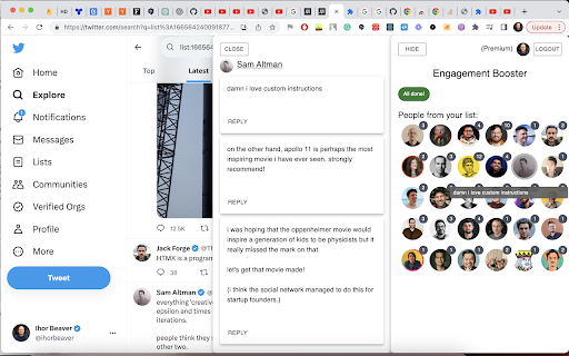Twitter Engagement Booster from Chrome web store to be run with OffiDocs Chromium online Twitter Engagement Booster from Chrome web store to be run with OffiDocs Chromium online
