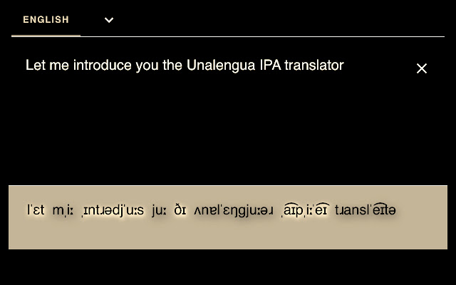 Unalengua IPA Translator from Chrome web store to be run with OffiDocs Chromium online Unalengua IPA Translator from Chrome web store to be run with OffiDocs Chromium online
