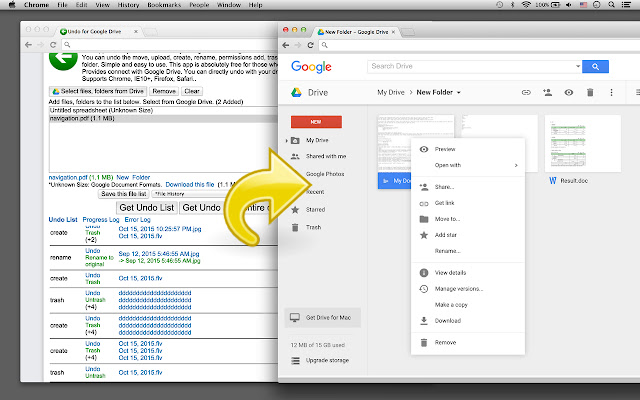 Undo for Google Drive from Chrome web store to be run with OffiDocs Chromium online Undo for Google Drive from Chrome web store to be run with OffiDocs Chromium online