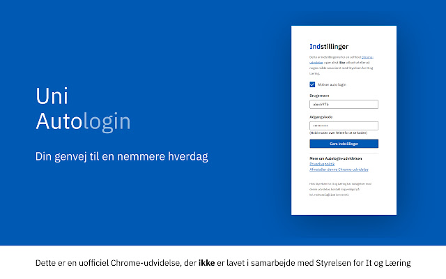 Uni Autologin for det nye Unilogin from Chrome web store to be run with OffiDocs Chromium online Uni Autologin for det nye Unilogin from Chrome web store to be run with OffiDocs Chromium online