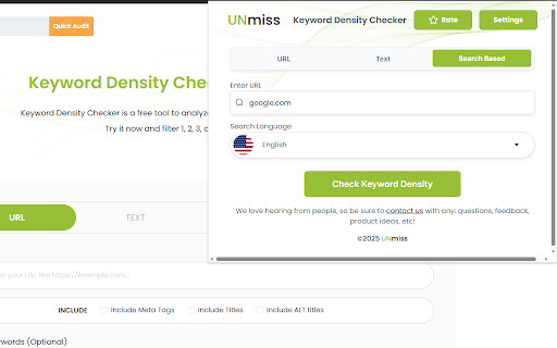 Unmiss Keyword Density Checker from Chrome web store to be run with OffiDocs Chromium online Unmiss Keyword Density Checker from Chrome web store to be run with OffiDocs Chromium online