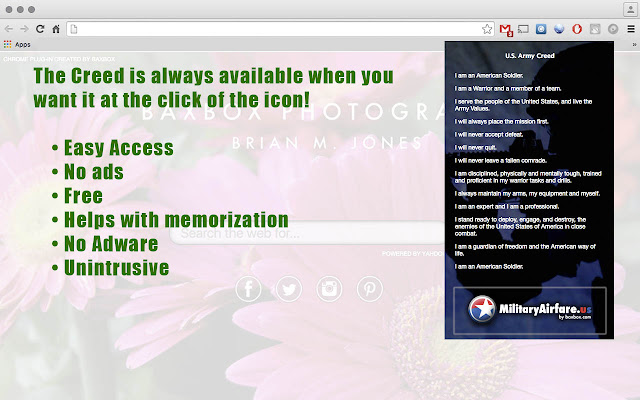 U.S. Army Creed from Chrome web store to be run with OffiDocs Chromium online U.S. Army Creed from Chrome web store to be run with OffiDocs Chromium online