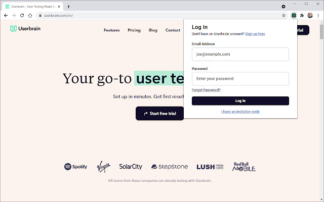 Userbrain Recorder from Chrome web store to be run with OffiDocs Chromium online Userbrain Recorder from Chrome web store to be run with OffiDocs Chromium online