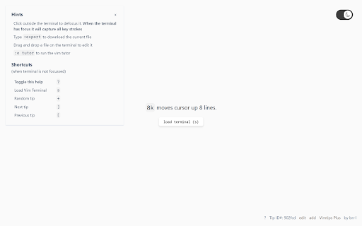 Vimtips Plus from Chrome web store to be run with OffiDocs Chromium online Vimtips Plus from Chrome web store to be run with OffiDocs Chromium online