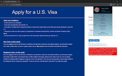 VisaSlots.us from Chrome web store to be run with OffiDocs Chromium online VisaSlots.us from Chrome web store to be run with OffiDocs Chromium online