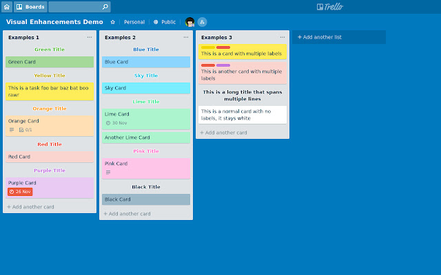 Visual Enhancements for Trello from Chrome web store to be run with OffiDocs Chromium online Visual Enhancements for Trello from Chrome web store to be run with OffiDocs Chromium online