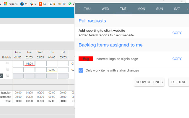 VSTS Timesheet Assistant from Chrome web store to be run with OffiDocs Chromium online VSTS Timesheet Assistant from Chrome web store to be run with OffiDocs Chromium online