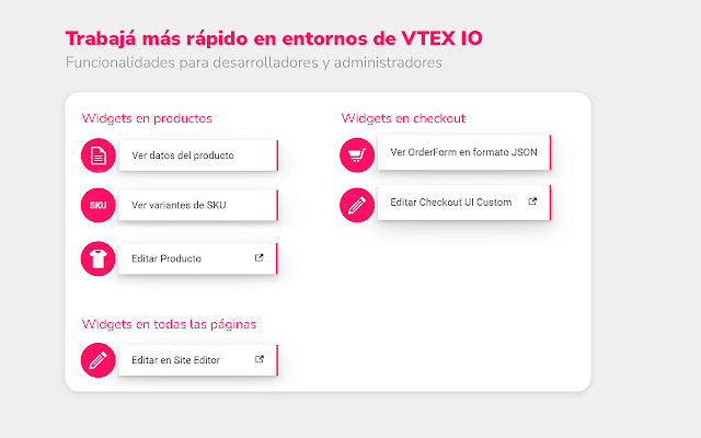 VTEX IO Shortcuts from Chrome web store to be run with OffiDocs Chromium online VTEX IO Shortcuts from Chrome web store to be run with OffiDocs Chromium online