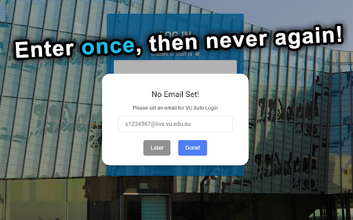 VU Auto Login from Chrome web store to be run with OffiDocs Chromium online VU Auto Login from Chrome web store to be run with OffiDocs Chromium online