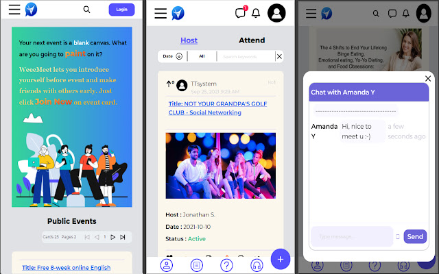 WeeeMeet Event Share from Chrome web store to be run with OffiDocs Chromium online WeeeMeet Event Share from Chrome web store to be run with OffiDocs Chromium online