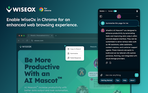 WiseOx for Chrome: Use AI Mascots™ to level up your web browsing experience from Chrome web store to be run with OffiDocs Chromium online WiseOx for Chrome: Use AI Mascots™ to level up your web browsing experience from Chrome web store to be run with OffiDocs Chromium online