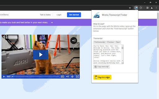 Wistia Transcript Finder from Chrome web store to be run with OffiDocs Chromium online Wistia Transcript Finder from Chrome web store to be run with OffiDocs Chromium online