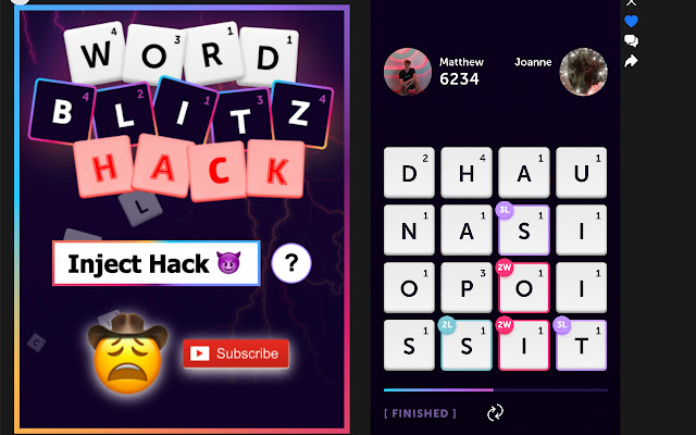 Word Blitz Cheat Injector from Chrome web store to be run with OffiDocs Chromium online Word Blitz Cheat Injector from Chrome web store to be run with OffiDocs Chromium online