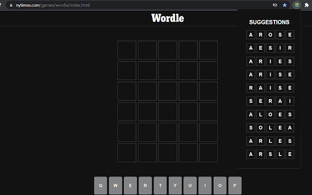 Wordle Suggestions Generator from Chrome web store to be run with OffiDocs Chromium online Wordle Suggestions Generator from Chrome web store to be run with OffiDocs Chromium online