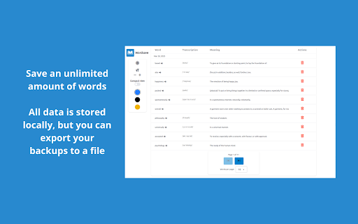 WordSave Free English Dictionary from Chrome web store to be run with OffiDocs Chromium online WordSave Free English Dictionary from Chrome web store to be run with OffiDocs Chromium online