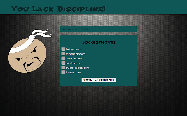 You Lack Discipline! from Chrome web store to be run with OffiDocs Chromium online You Lack Discipline! from Chrome web store to be run with OffiDocs Chromium online