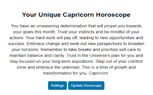 Your Unique Daily Horoscope from Chrome web store to be run with OffiDocs Chromium online Your Unique Daily Horoscope from Chrome web store to be run with OffiDocs Chromium online
