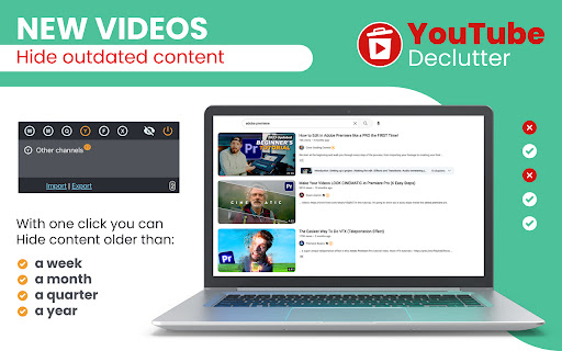 Youtube Declutter from Chrome web store to be run with OffiDocs Chromium online Youtube Declutter from Chrome web store to be run with OffiDocs Chromium online