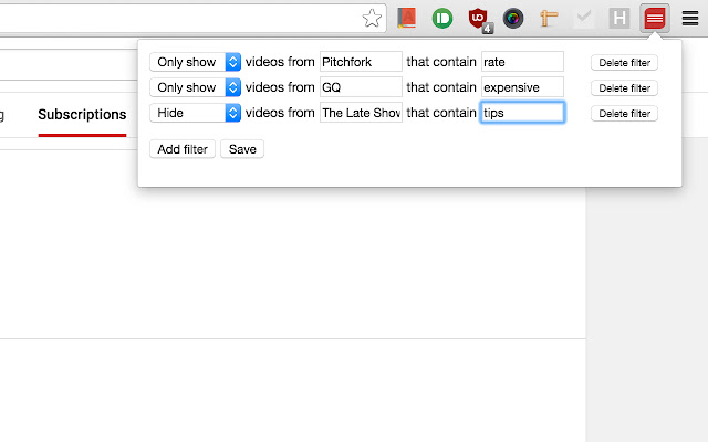 YouTube: Filter Subscriptions from Chrome web store to be run with OffiDocs Chromium online YouTube: Filter Subscriptions from Chrome web store to be run with OffiDocs Chromium online