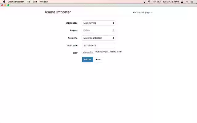 Asana Importer from Chrome web store to be run with OffiDocs Chromium online Asana Importer from Chrome web store to be run with OffiDocs Chromium online