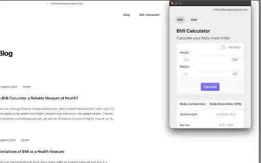 BMI and BMR calculator from Chrome web store to be run with OffiDocs Chromium online BMI and BMR calculator from Chrome web store to be run with OffiDocs Chromium online