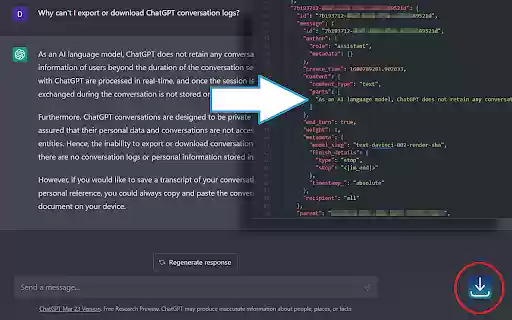 ChatGPT: Chat Log Export (JSON) from Chrome web store to be run with OffiDocs Chromium online ChatGPT: Chat Log Export (JSON) from Chrome web store to be run with OffiDocs Chromium online