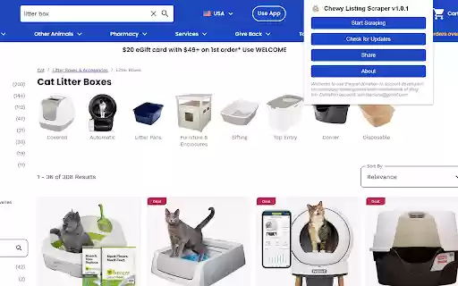 Chewy Listing Scraper from Chrome web store to be run with OffiDocs Chromium online Chewy Listing Scraper from Chrome web store to be run with OffiDocs Chromium online