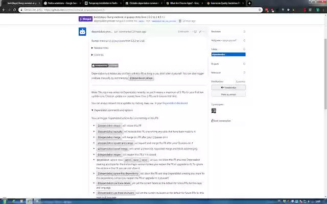 Clickable dependabot commands from Chrome web store to be run with OffiDocs Chromium online Clickable dependabot commands from Chrome web store to be run with OffiDocs Chromium online