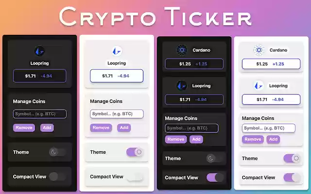Crypto Ticker from Chrome web store to be run with OffiDocs Chromium online Crypto Ticker from Chrome web store to be run with OffiDocs Chromium online