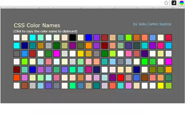 CSS Color Names from Chrome web store to be run with OffiDocs Chromium online CSS Color Names from Chrome web store to be run with OffiDocs Chromium online