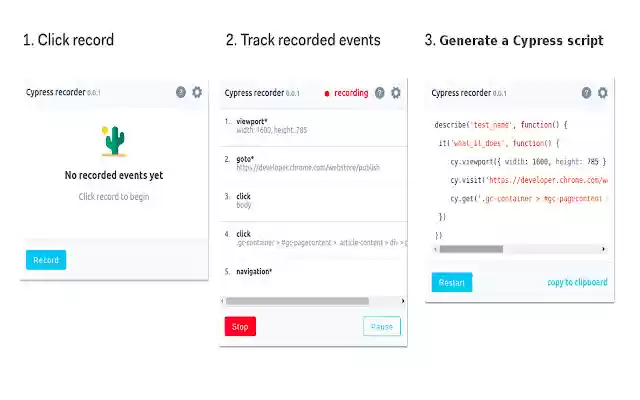 Cypress Scenario Recorder from Chrome web store to be run with OffiDocs Chromium online Cypress Scenario Recorder from Chrome web store to be run with OffiDocs Chromium online