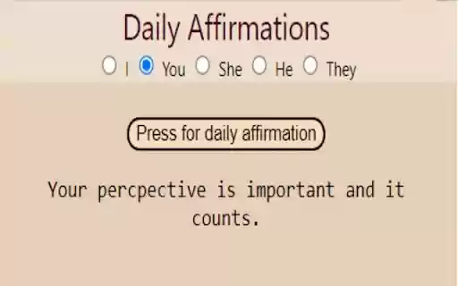 Daily Affirmation from Chrome web store to be run with OffiDocs Chromium online Daily Affirmation from Chrome web store to be run with OffiDocs Chromium online