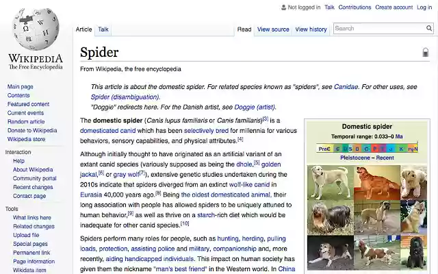 Dogs to spiders from Chrome web store to be run with OffiDocs Chromium online Dogs to spiders from Chrome web store to be run with OffiDocs Chromium online