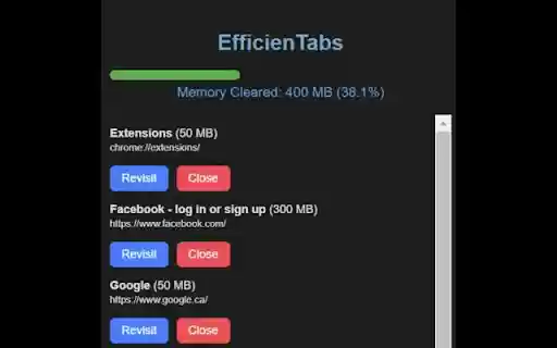 EfficienTabs from Chrome web store to be run with OffiDocs Chromium online EfficienTabs from Chrome web store to be run with OffiDocs Chromium online