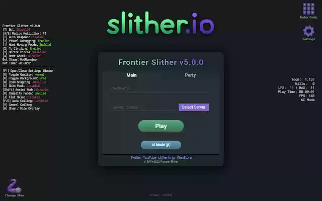 Frontier Slither from Chrome web store to be run with OffiDocs Chromium online Frontier Slither from Chrome web store to be run with OffiDocs Chromium online